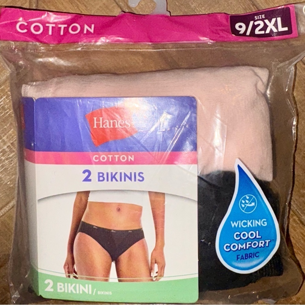 Hanes Ultra-Soft Waistband Bikini 2-Pack - Black and Pink